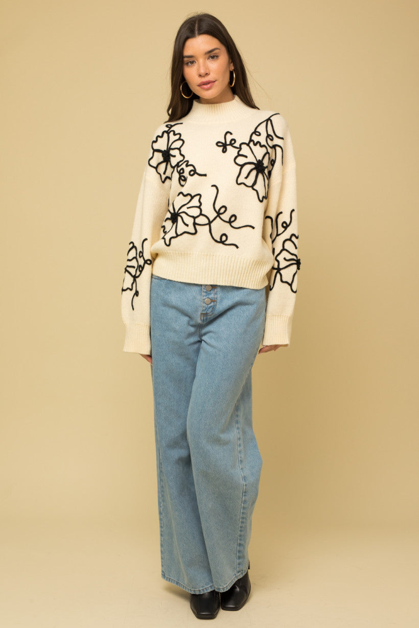 Embroidery Flower Sweater