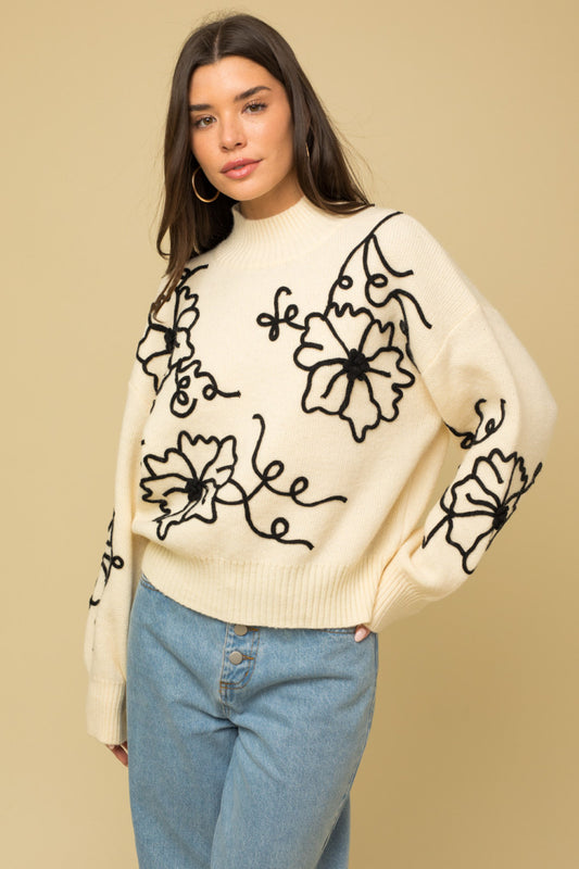 Embroidery Flower Sweater