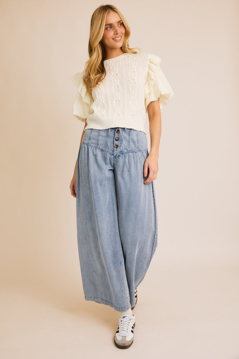 Ruffled Bubble Sleeve Top