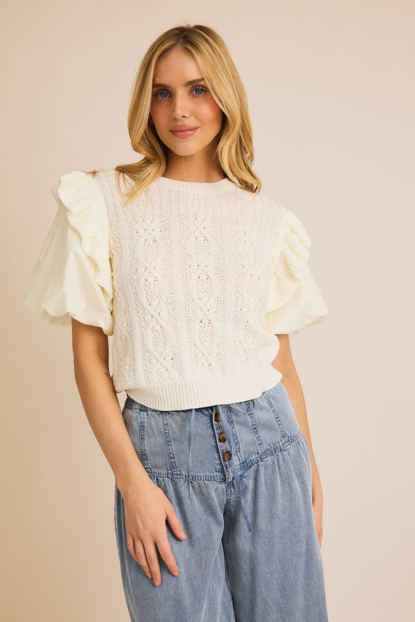 Ruffled Bubble Sleeve Top