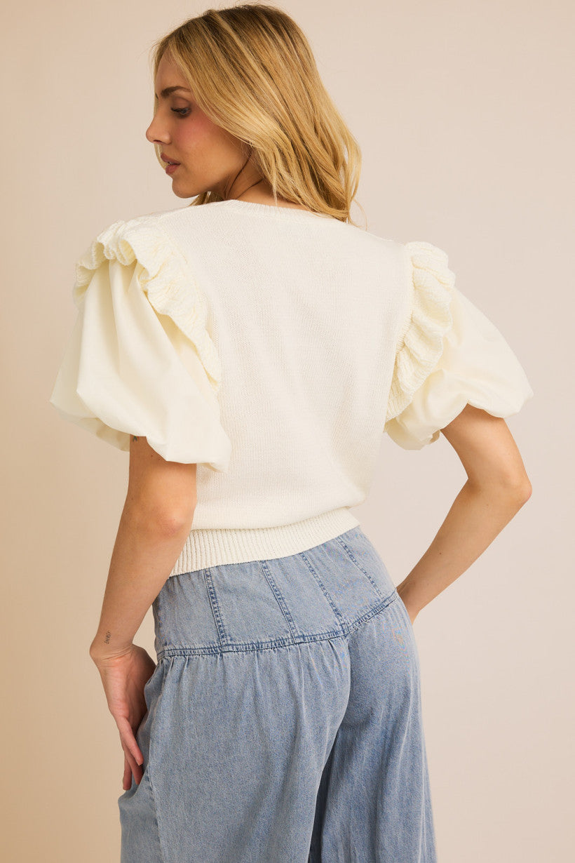 Ruffled Bubble Sleeve Top