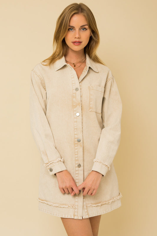 Frayed Detail Corduroy Dress