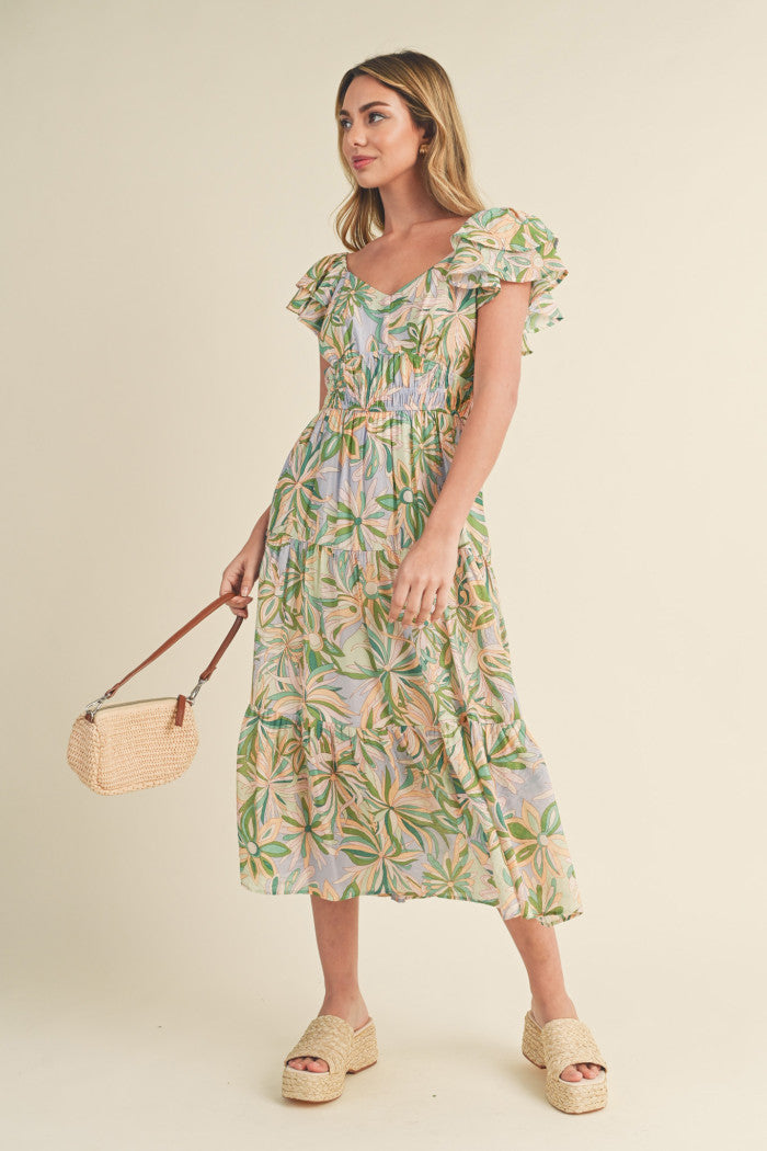 Cut Out Back Floral Dress