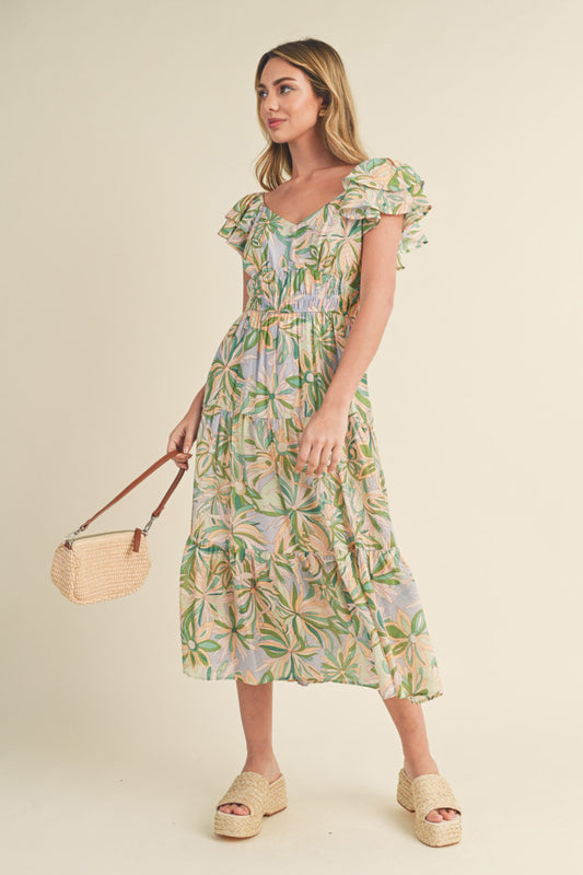 Cut Out Back Floral Dress