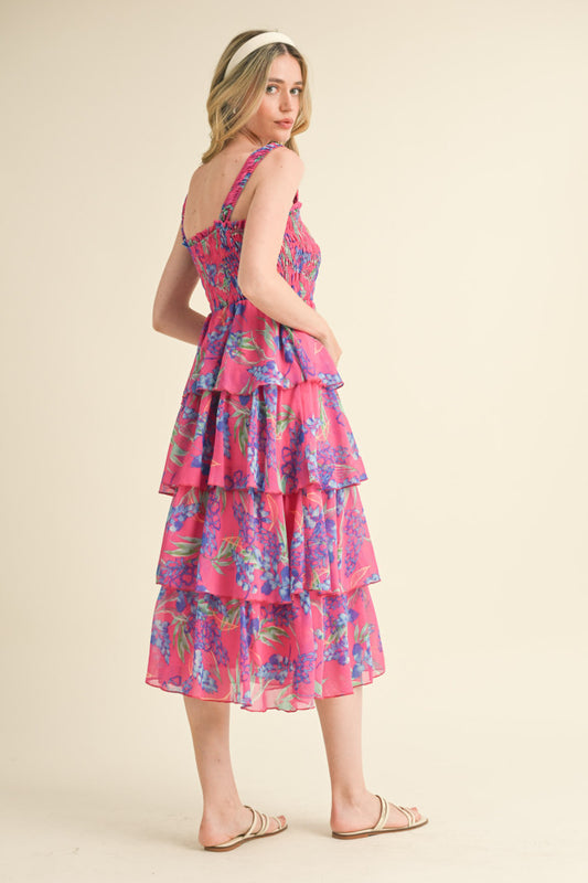 Fuchsia Paradise Tiered Dress