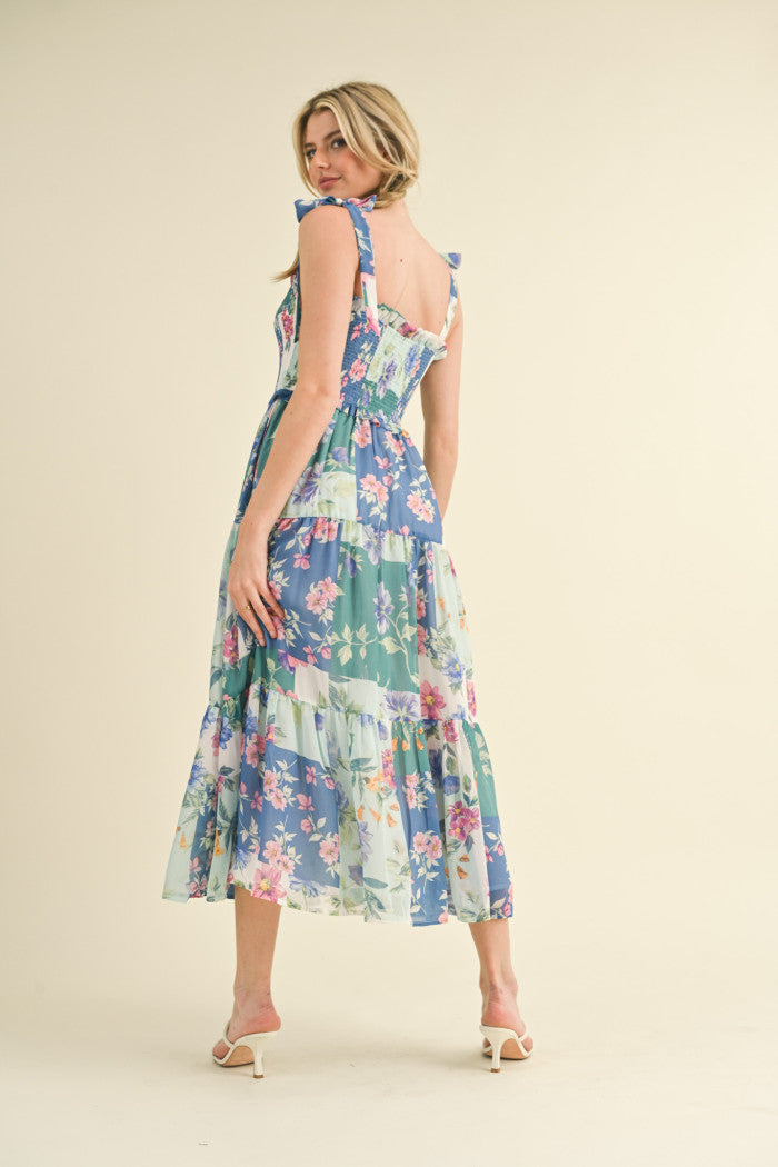 Chiffon Smocked Bodice Dress