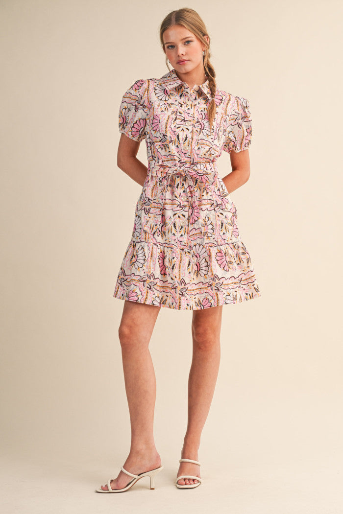 Collared Button-Top Mini Dress