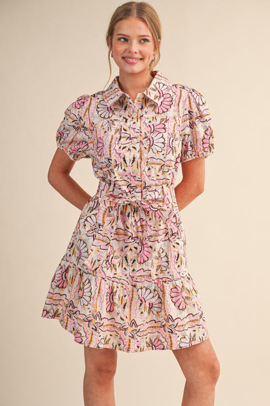 Collared Button-Top Mini Dress