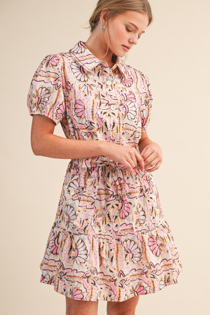 Collared Button-Top Mini Dress