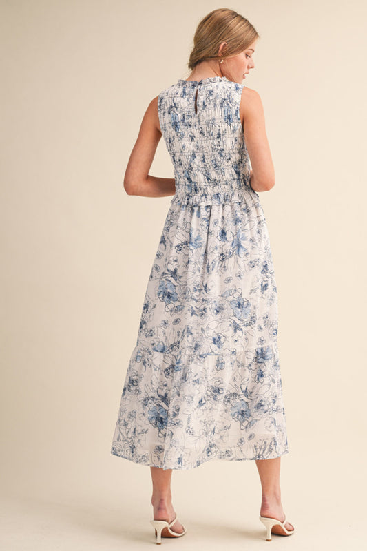 Floral Ruched Sleeveless Dress