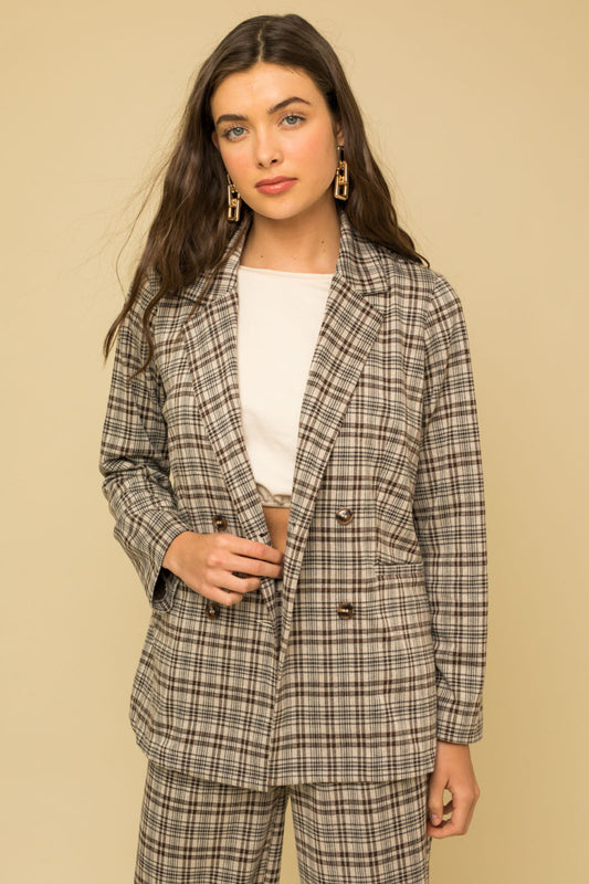 Taupe and Brown Plaid Jacket