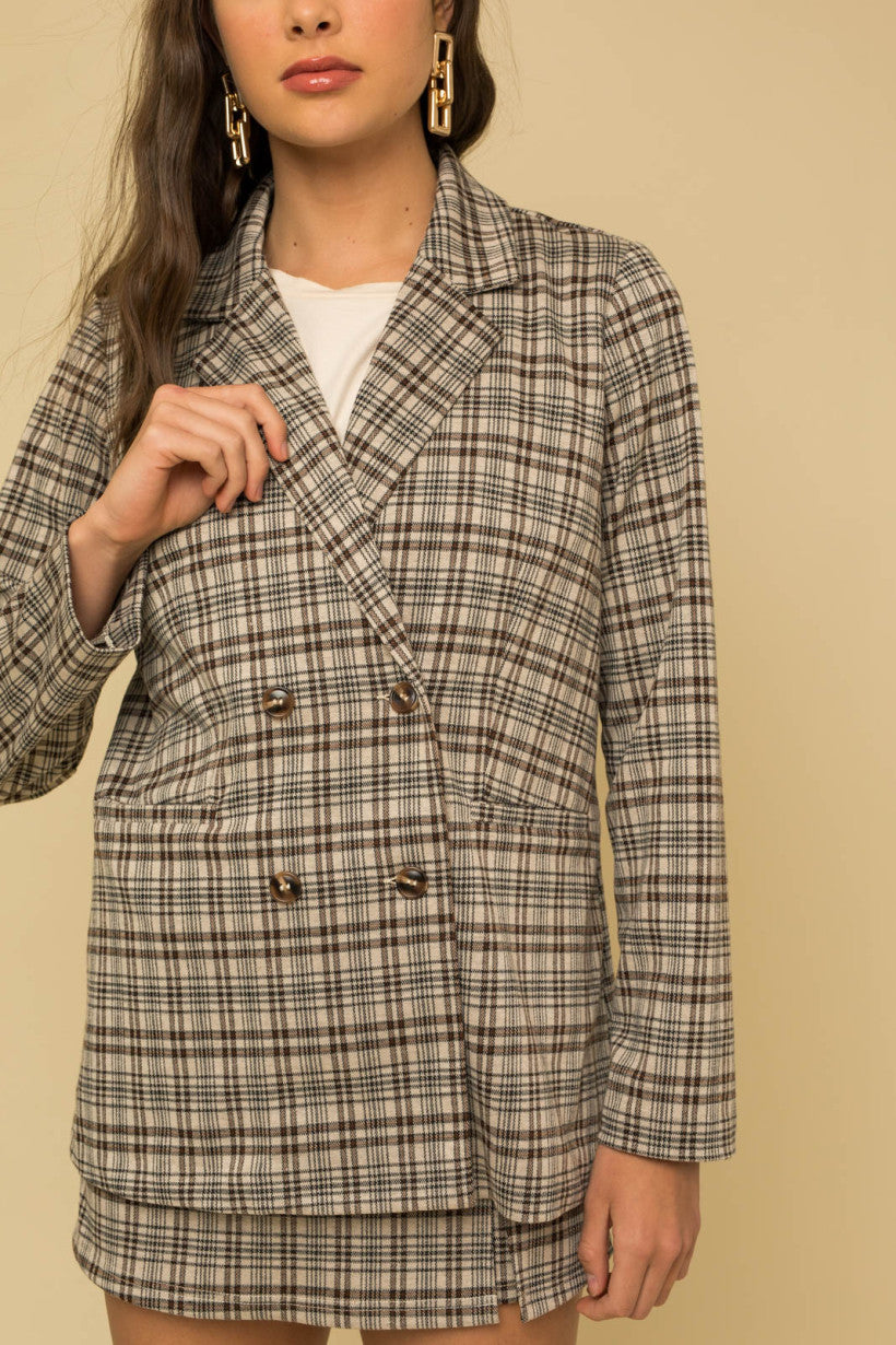 Taupe and Brown Plaid Jacket