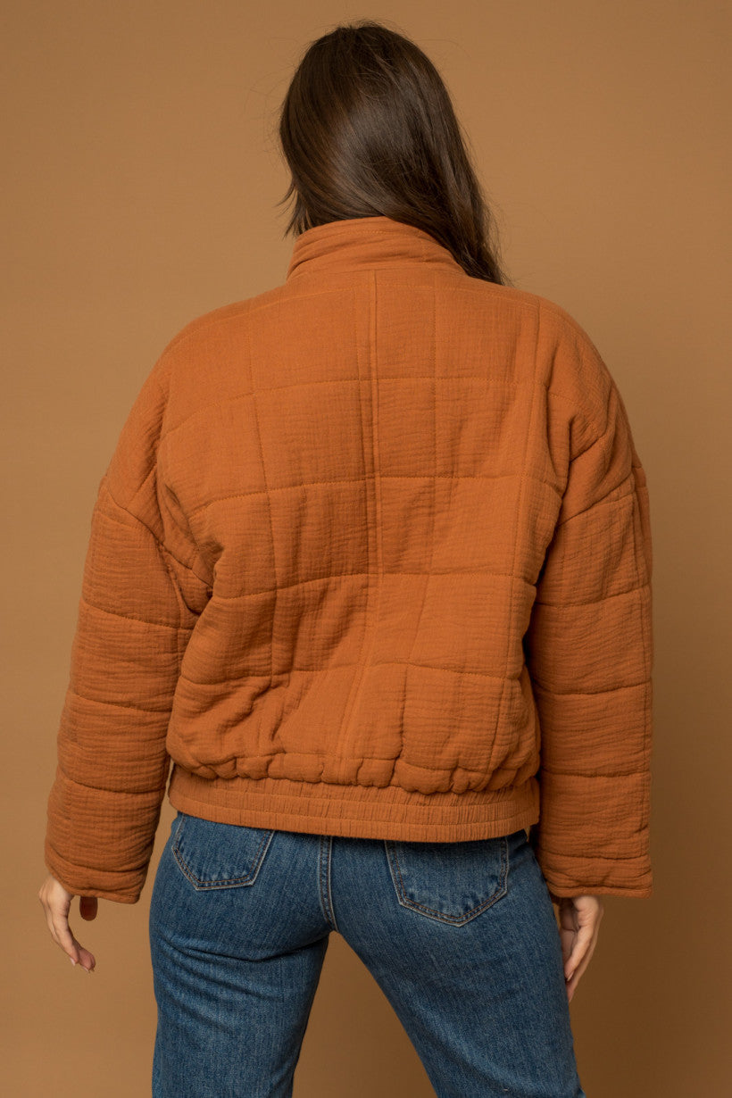 Quilted Camel Zip Jacket