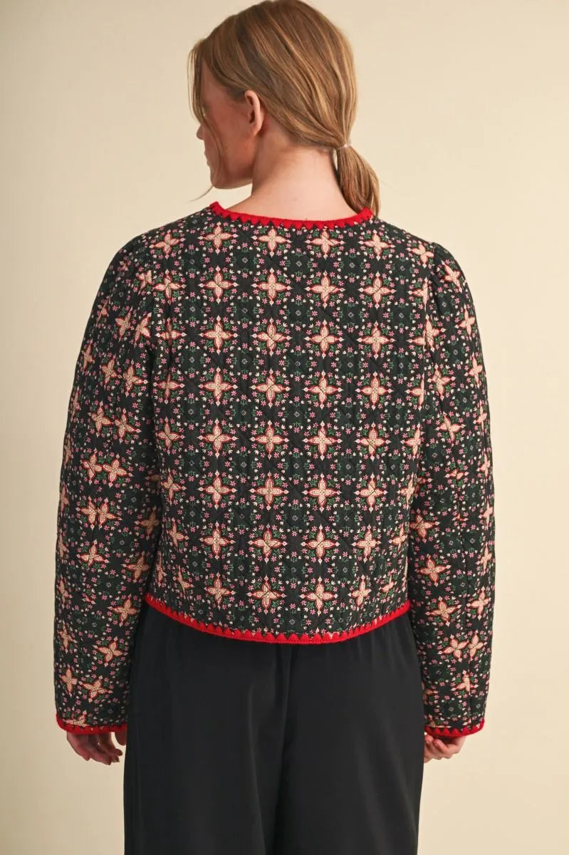 Contrast Stitch Quilted Jacket