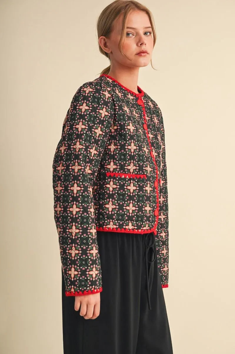 Contrast Stitch Quilted Jacket