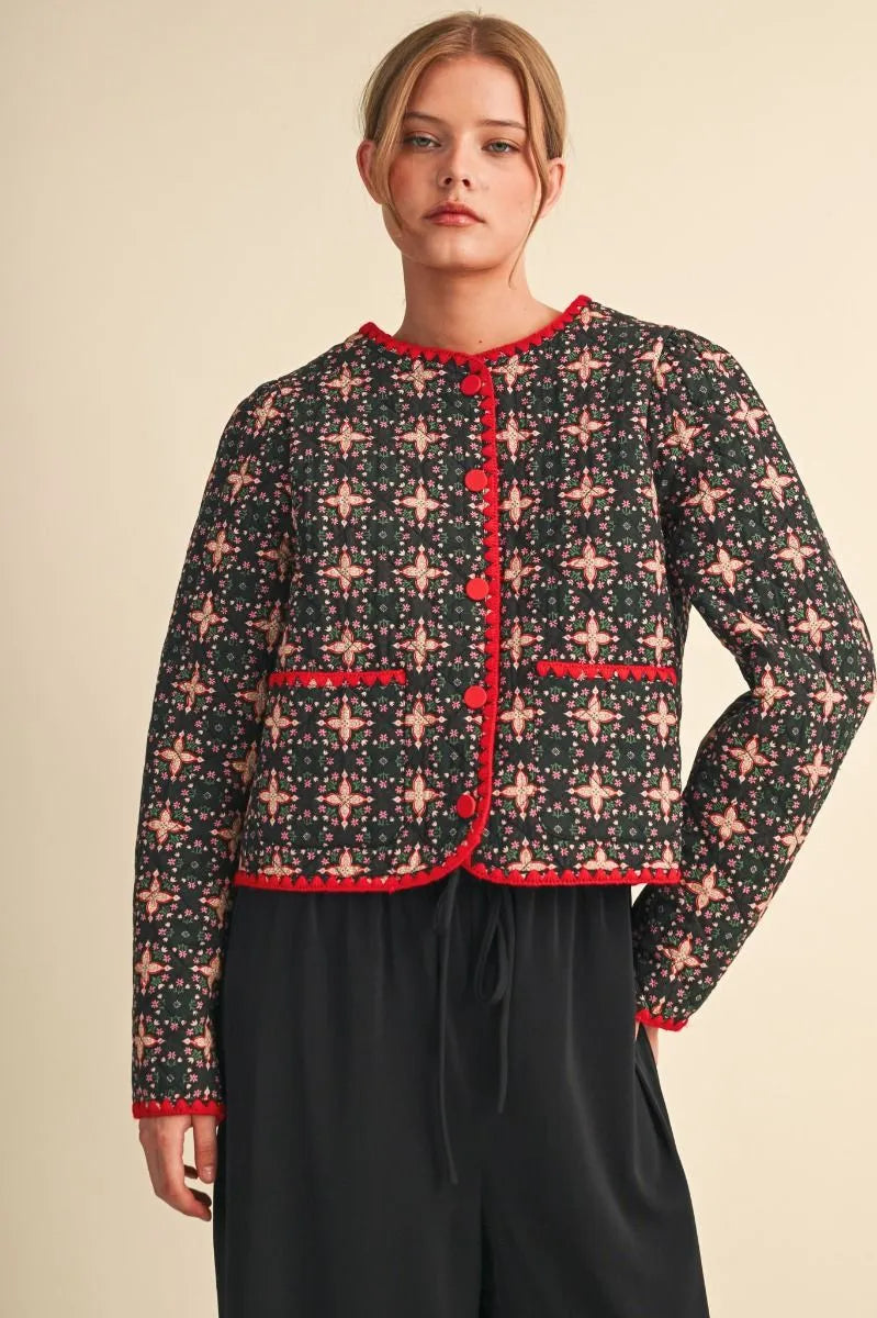 Contrast Stitch Quilted Jacket