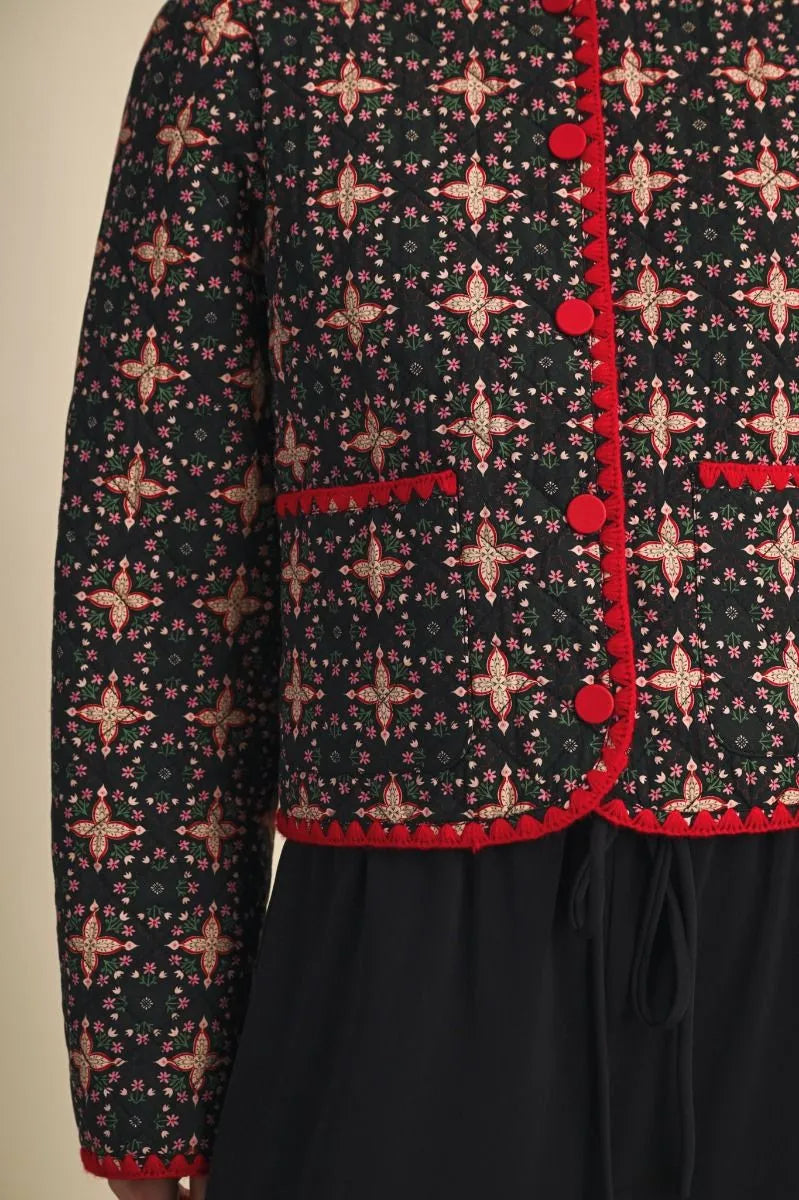 Contrast Stitch Quilted Jacket