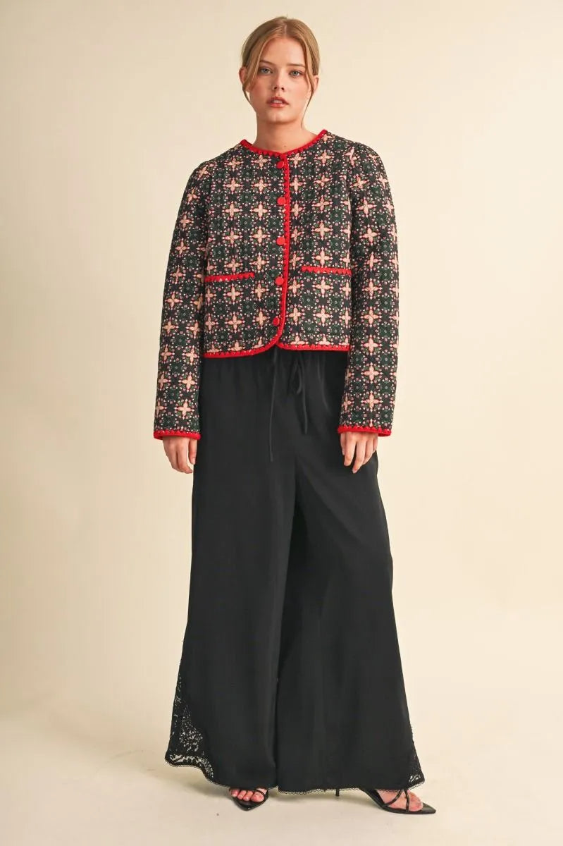 Contrast Stitch Quilted Jacket