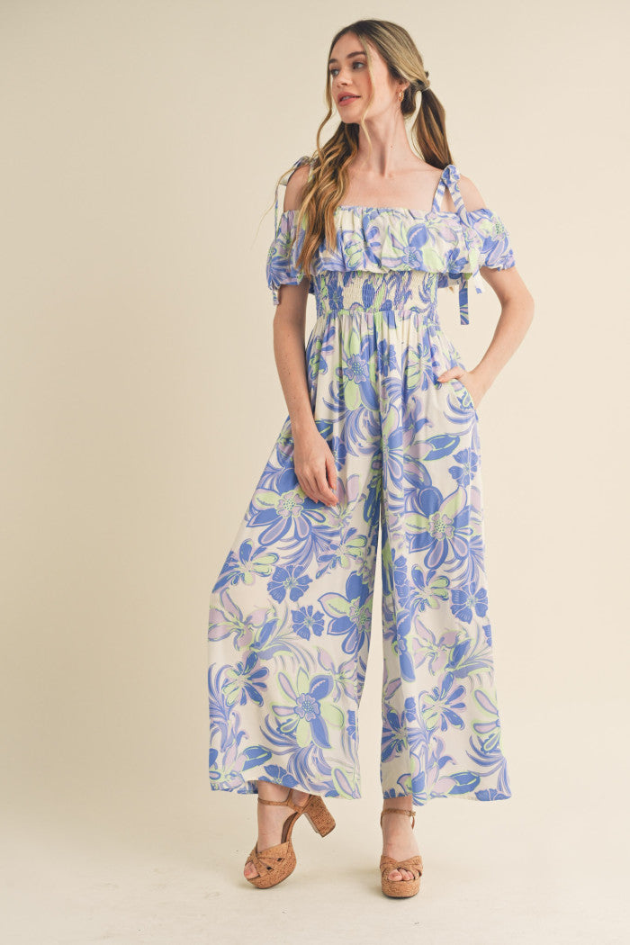 Off Shoulder Floral Jumpsuit