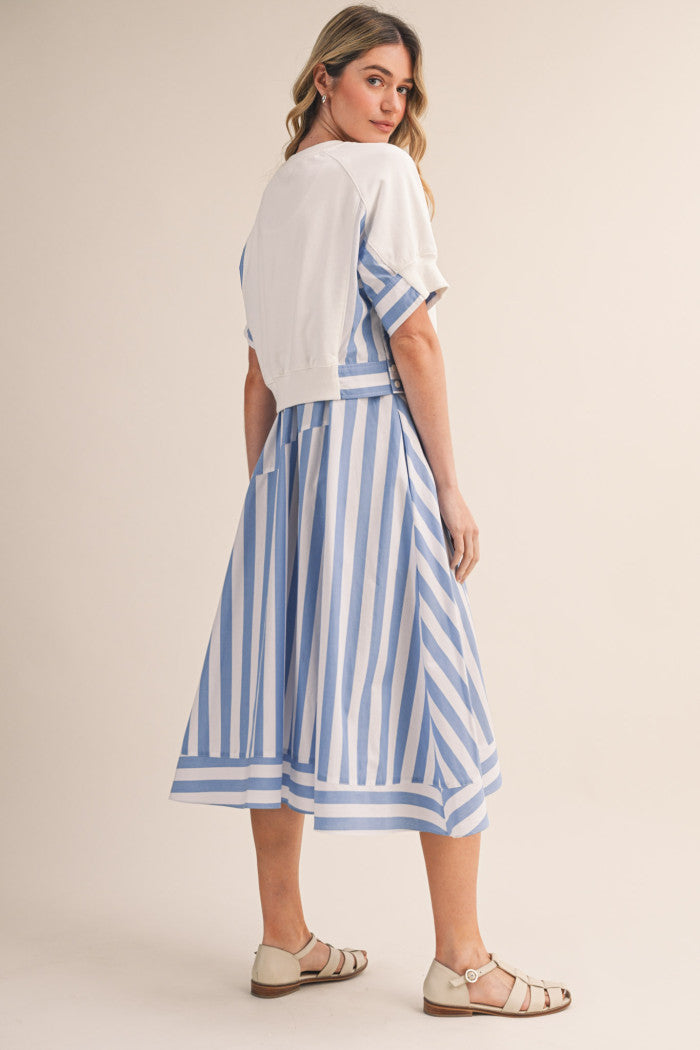 Button Skirt Stripe Dress