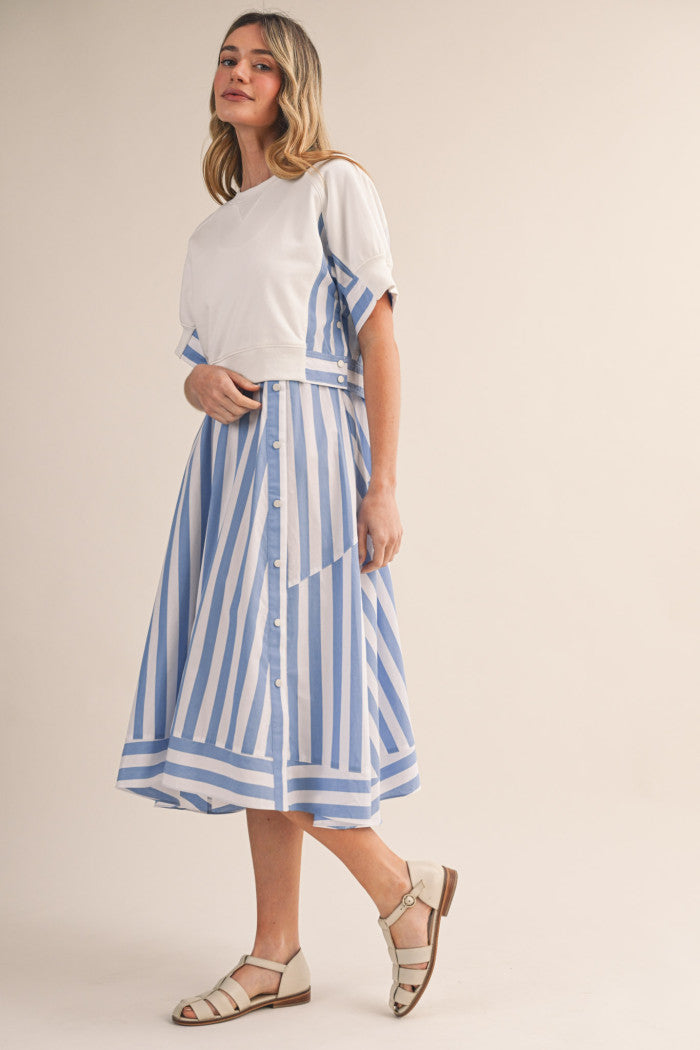 Button Skirt Stripe Dress