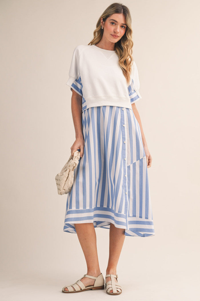 Button Skirt Stripe Dress
