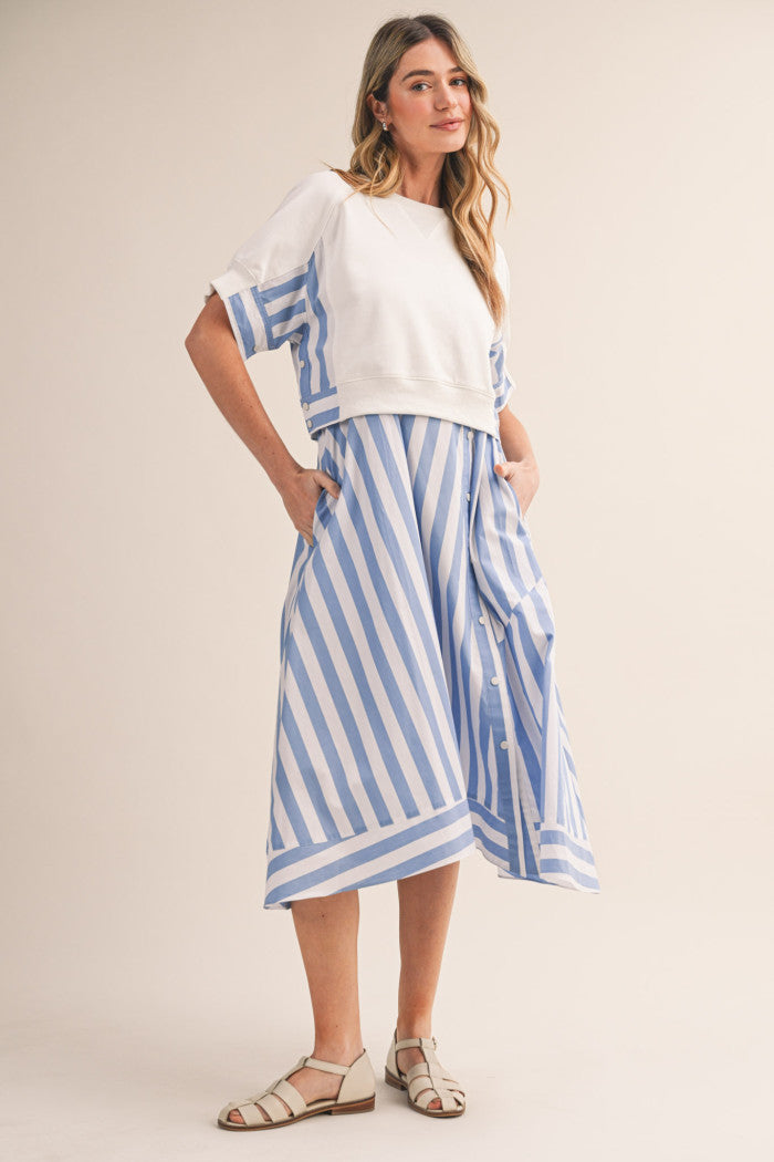 Button Skirt Stripe Dress