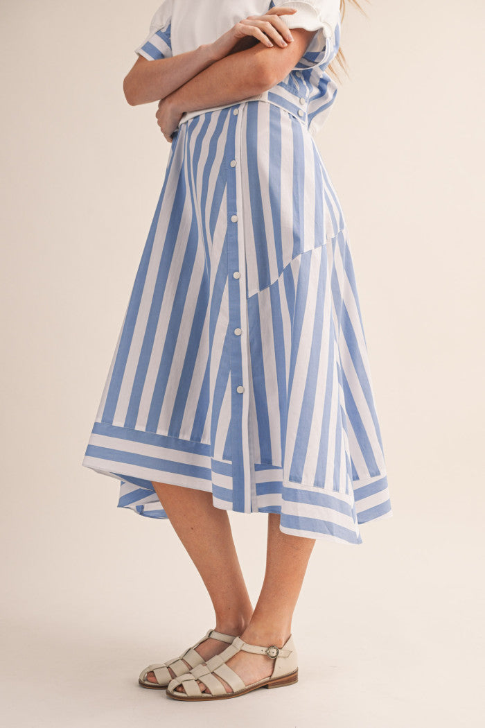 Button Skirt Stripe Dress