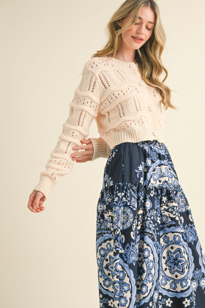 Pointelle Cropped Cardigan