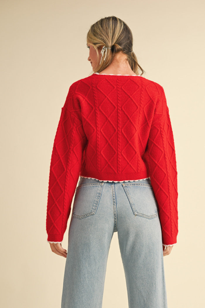 Cropped Scalloped Edge Sweater