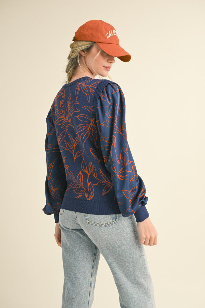 Abstract Leaves Sweater Top