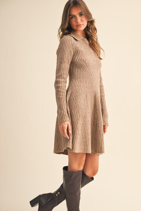 Rib Knit Flaired Dress