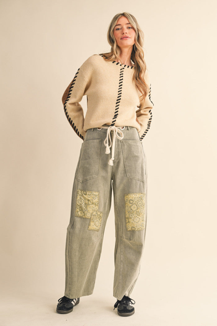 Whip Stitch Two Tone Sweater