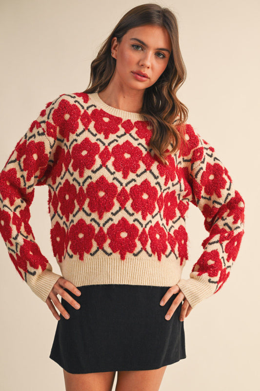 Fuzzy Floral Sweater