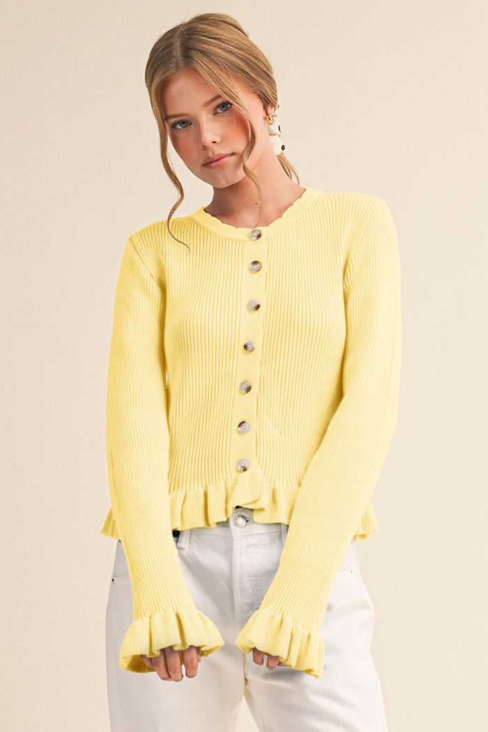 Scallop Trim Button Cardigan