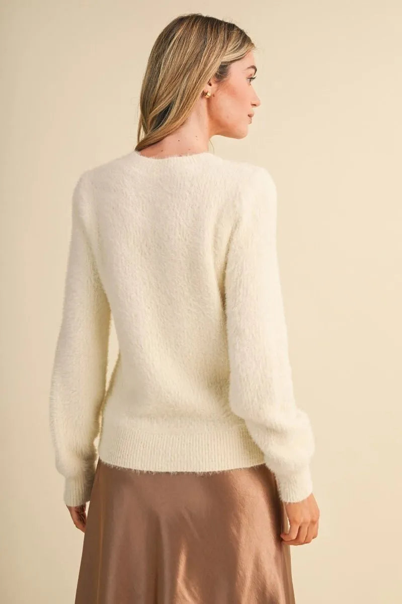 Fuzzy Mohair Sweater Cardigan