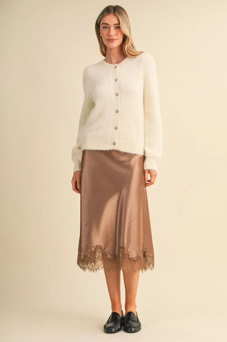Fuzzy Mohair Sweater Cardigan