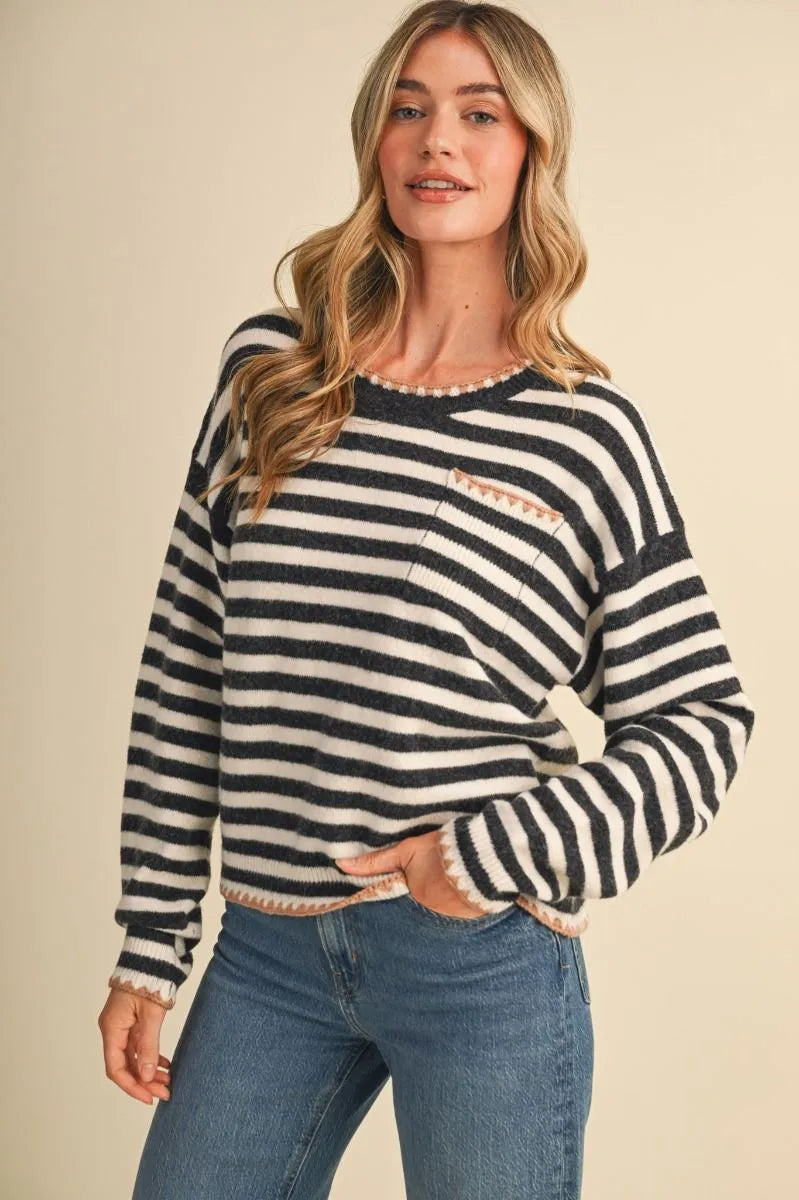 Contrast Triangle Stitch Sweater