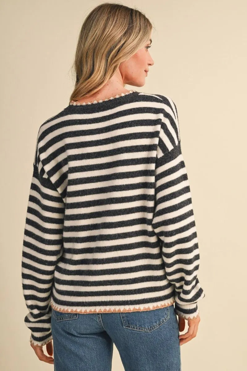 Contrast Triangle Stitch Sweater