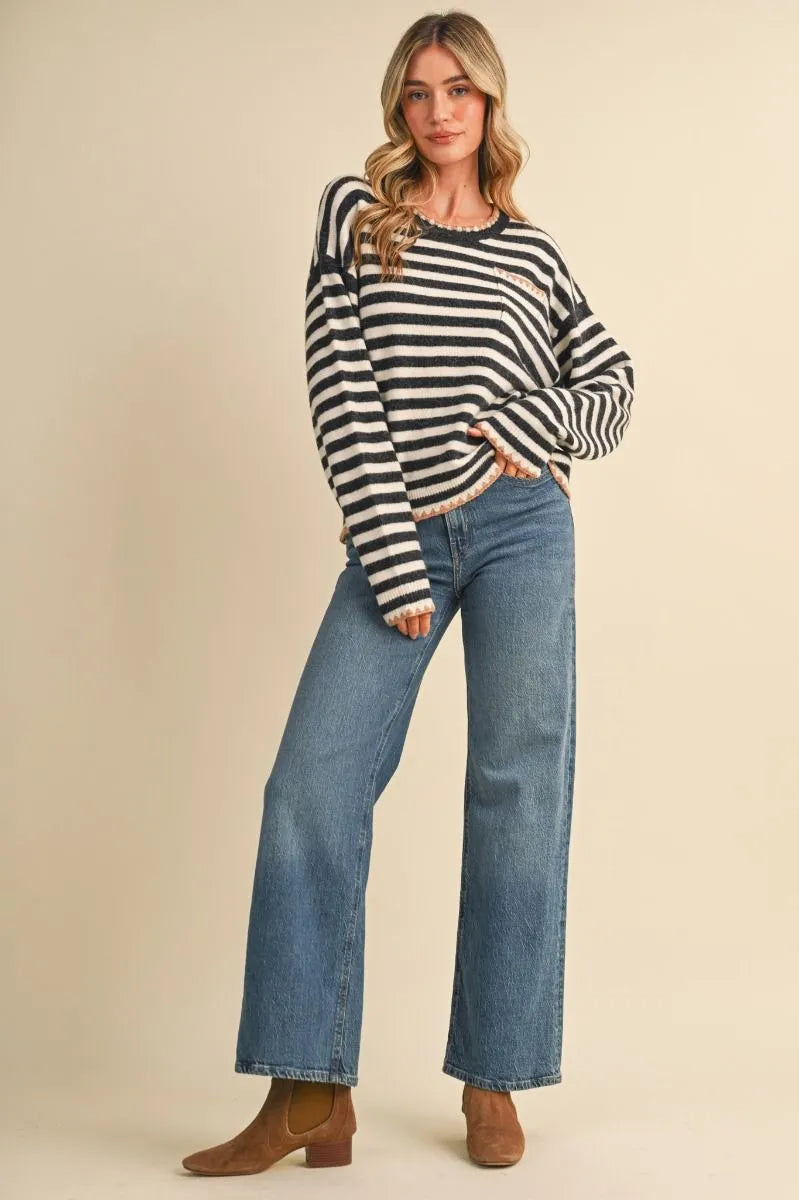Contrast Triangle Stitch Sweater
