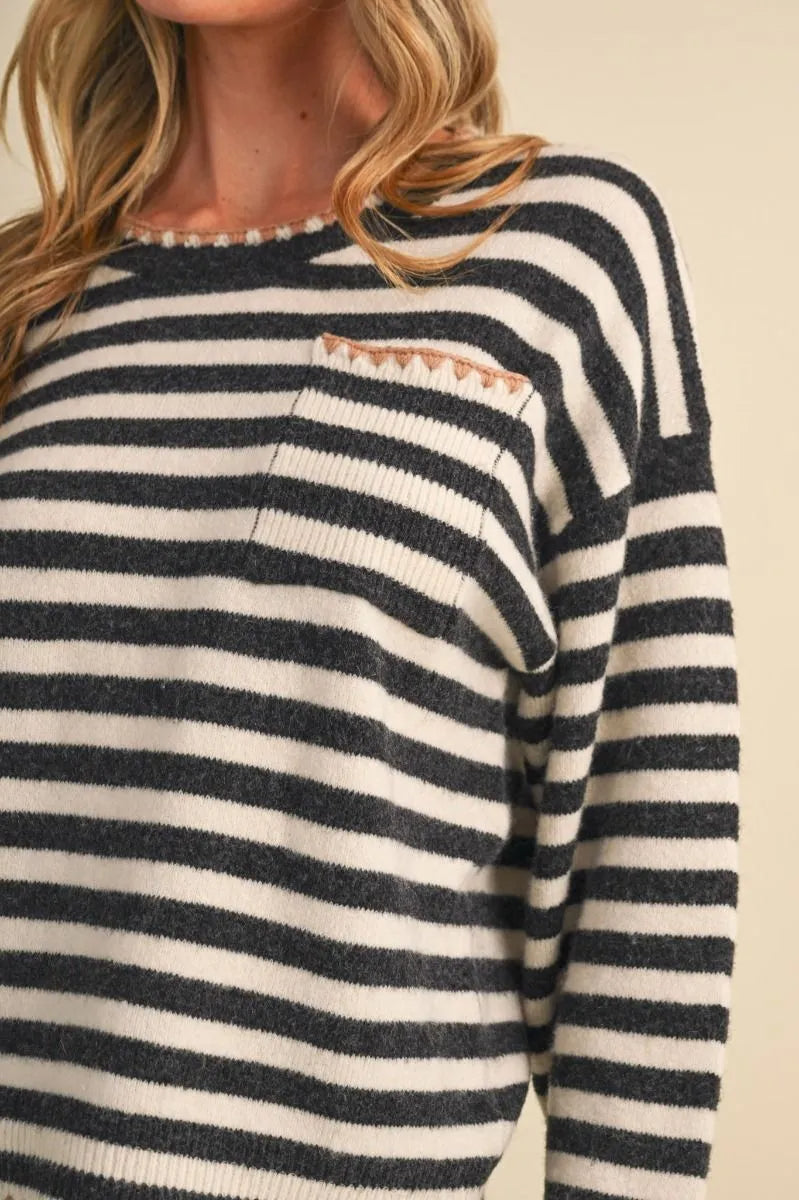 Contrast Triangle Stitch Sweater