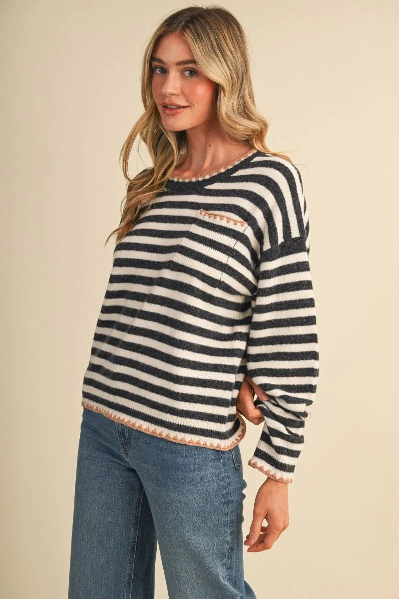 Contrast Triangle Stitch Sweater