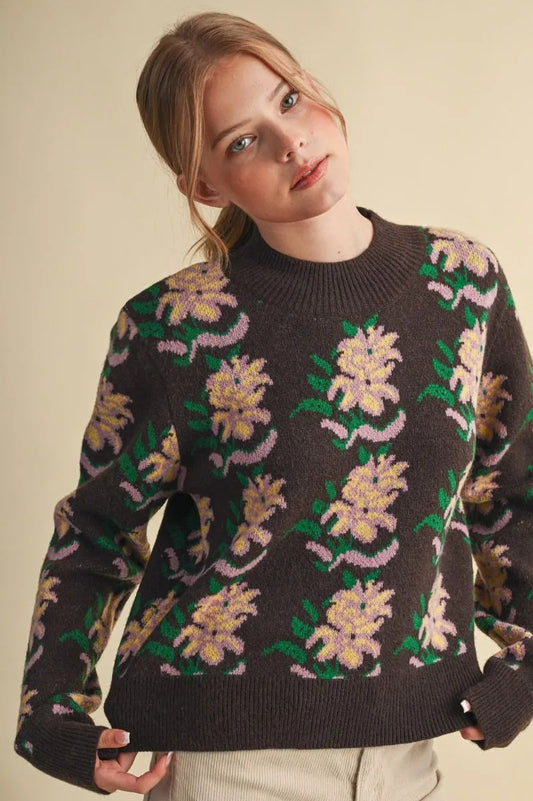 Bold Floral Print Sweater