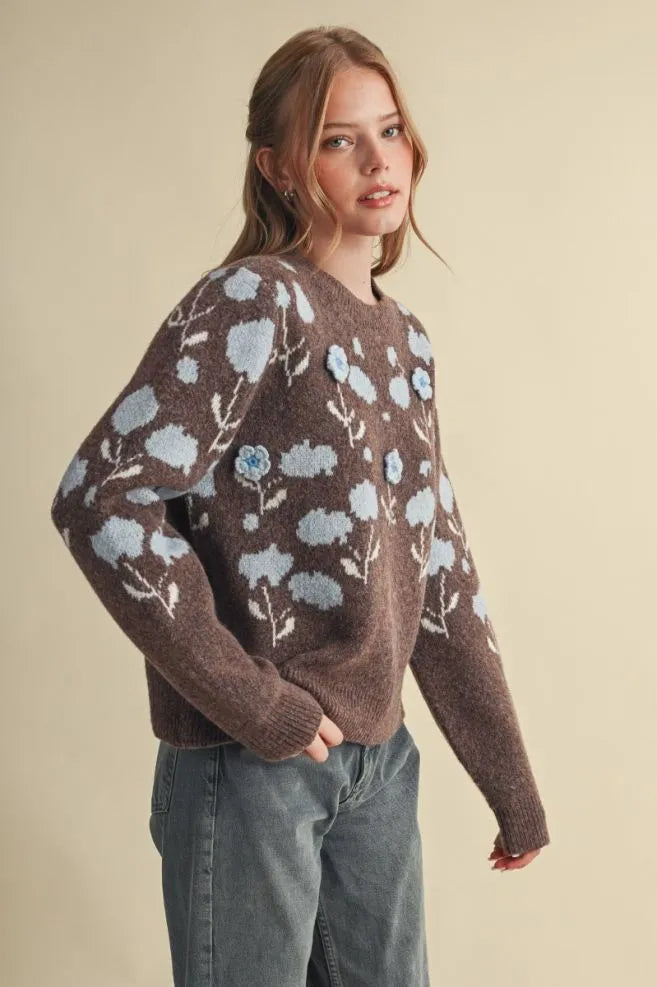 Floral Appliqué Sweater