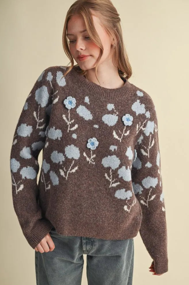 Floral Appliqué Sweater