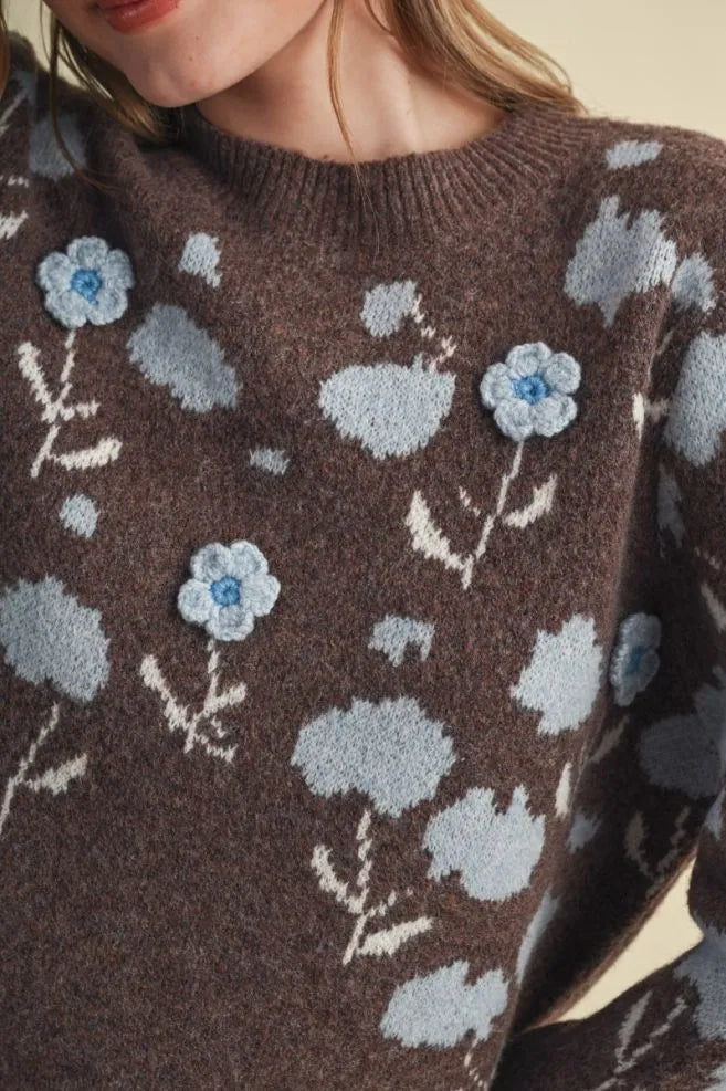 Floral Appliqué Sweater