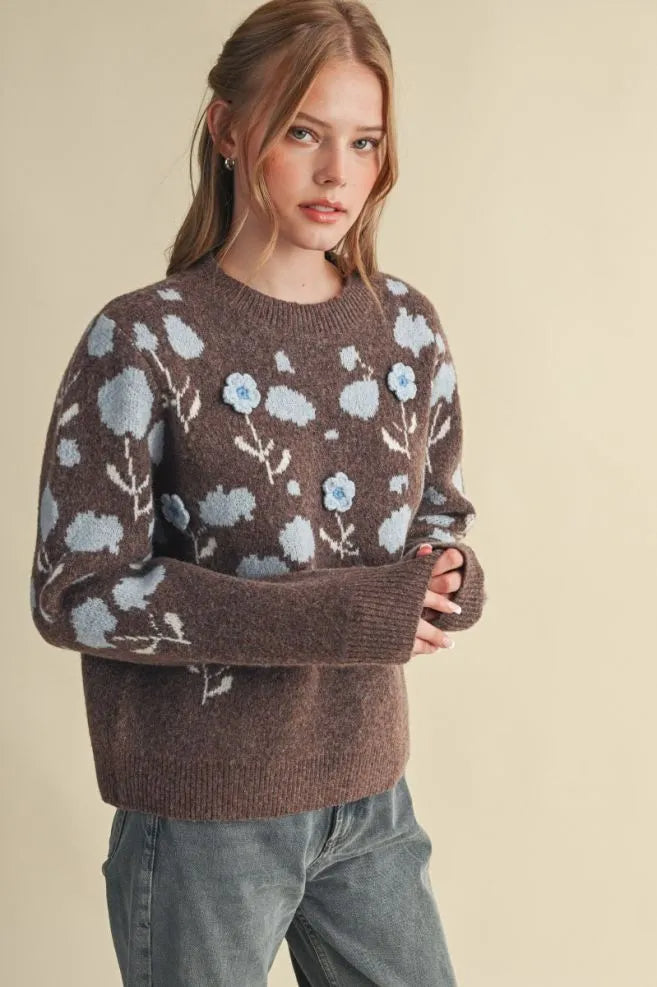 Floral Appliqué Sweater