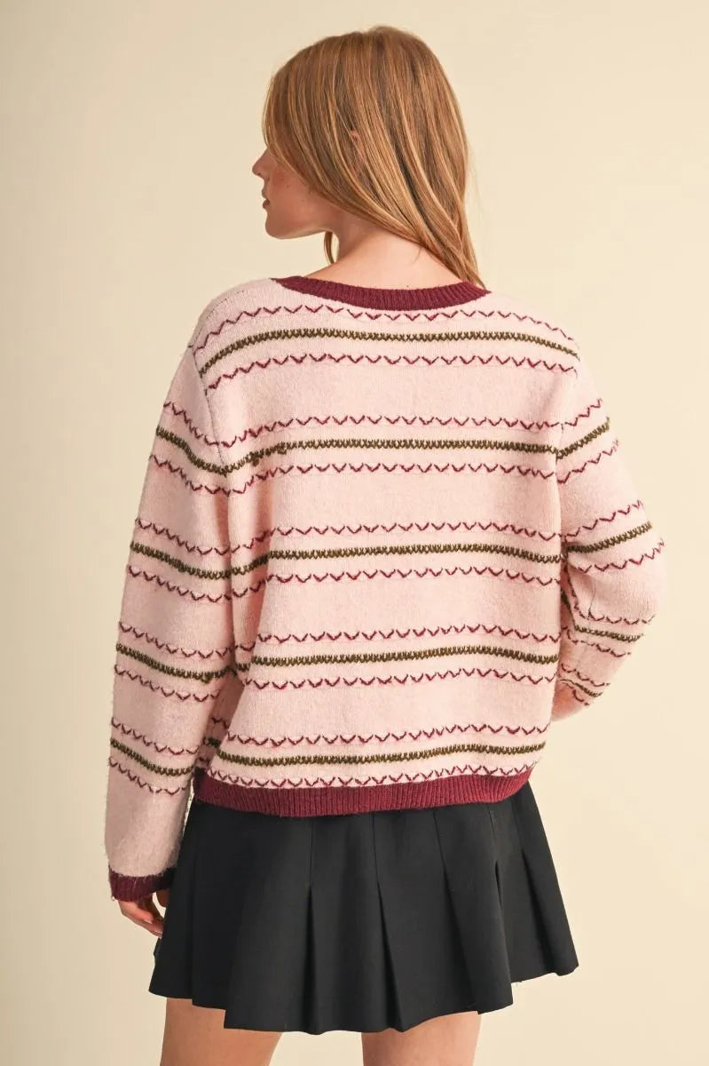 Multi Stripe Pink Cardigan