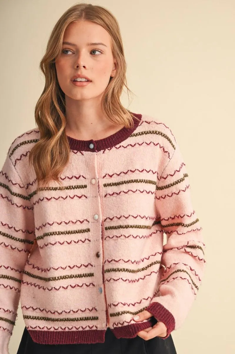 Multi Stripe Pink Cardigan