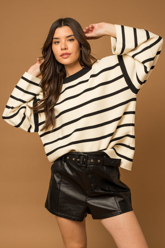 Flare Sleeves Striped Sweater